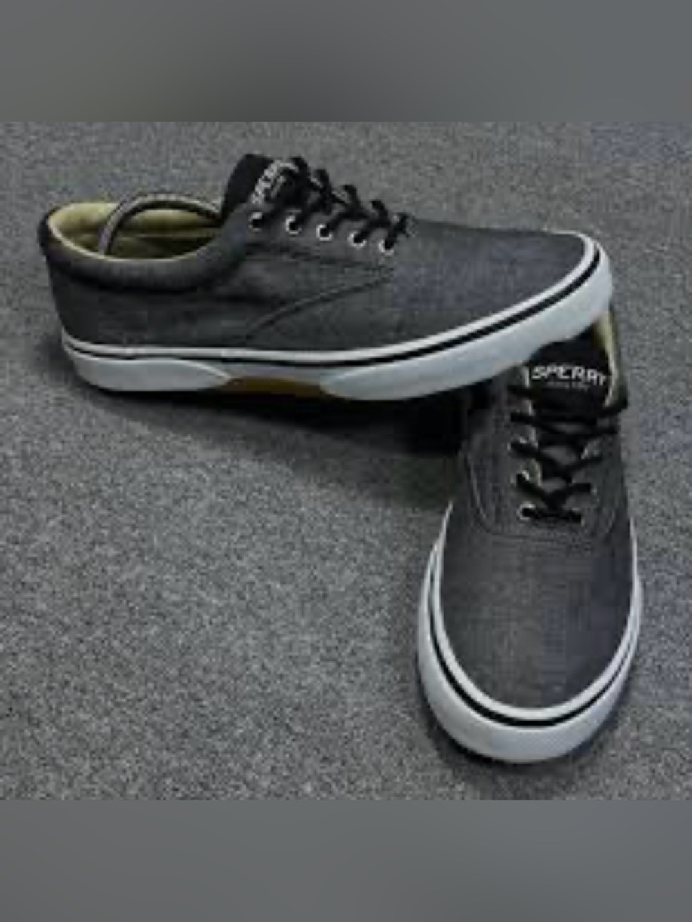 Sperry Men's Charcoal Canvas Low-Top Sneaker with White Sole Size 12